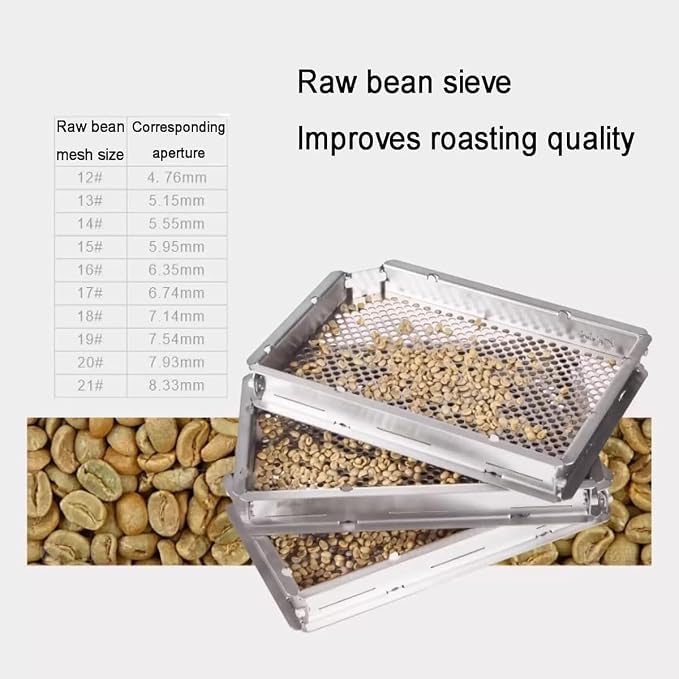 Coffee Bean Grading Sieve with Bottom Tray, Stainless Steel Round Sifterwith - Image 2