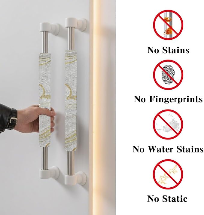 White Gold Marble Refrigerator Door Handle Cover, Kitchen Decor Fridge - Image 3