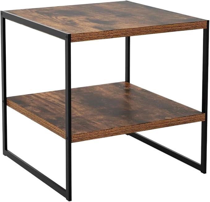 GRFIT Mobile Side Table 2 Tier Industrial Bedside Table Corner Table Rustic by Unknown