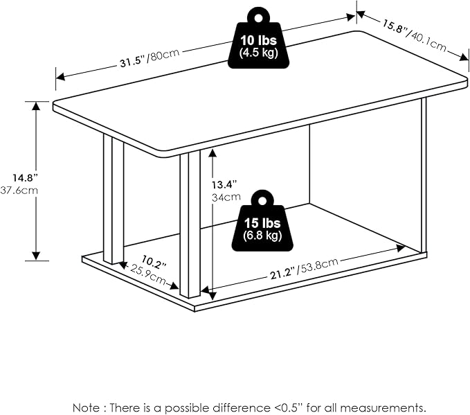 Furinno Basic Coffee Table, 2-Tier Modern Coffee Table - Image 3