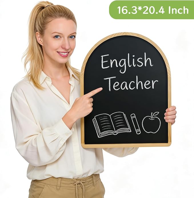 Curved Blackboard, 16.3″x20.4″, Magnetic Chalkboard, Holiday Gift, Pine Frame - Image 3