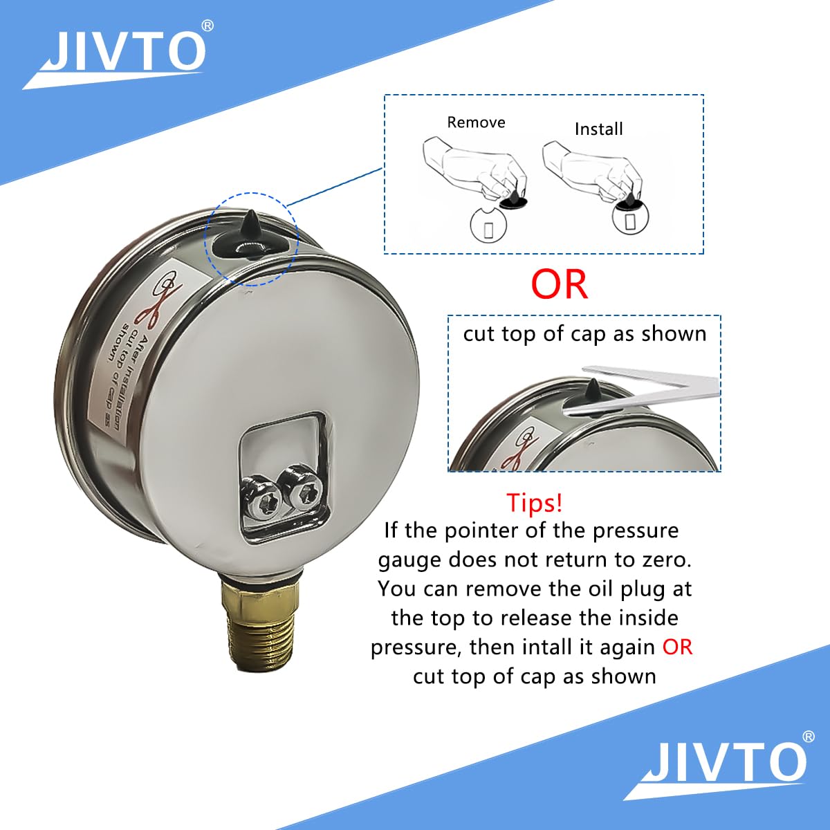 Pressure Gauge,Glycerin Liquid Filled,2-1/2" Dual Scale Dia,0-160 psi/bar/kpa,1/4" NPT Male Brass Connection,Lower Mount, Stainless Steel Case,for Pneumatic,Pump,Hose,Well Tank,Gas Air Water Oil