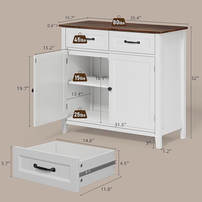 Bealife 32" Buffet Cabinet, Kitchen Island - Image 2