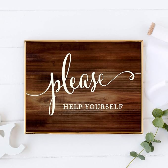 Andaz Press Wedding Party Signs, Rustic Wood Print, 8.5x11-inch, Please Help - Image 2