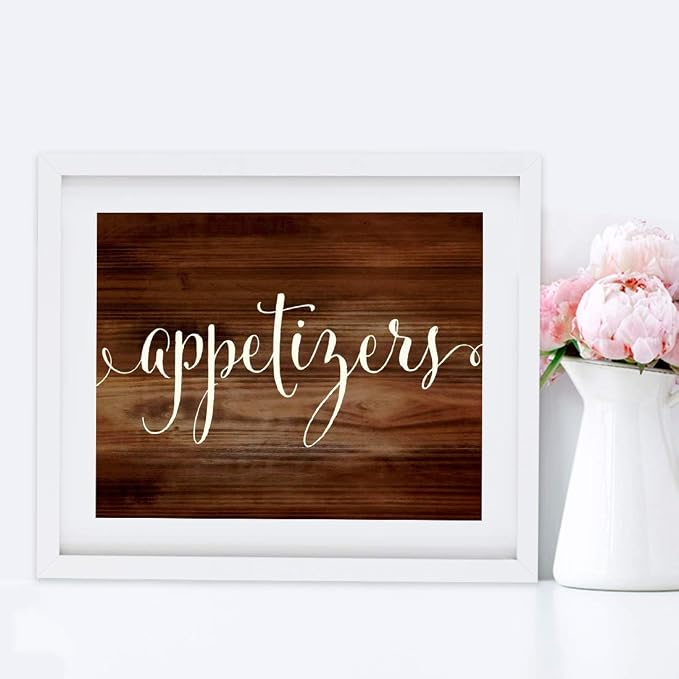 Andaz Press Wedding Party Signs, Rustic Wood Print, 8.5x11-inch, Appetizers - Image 4