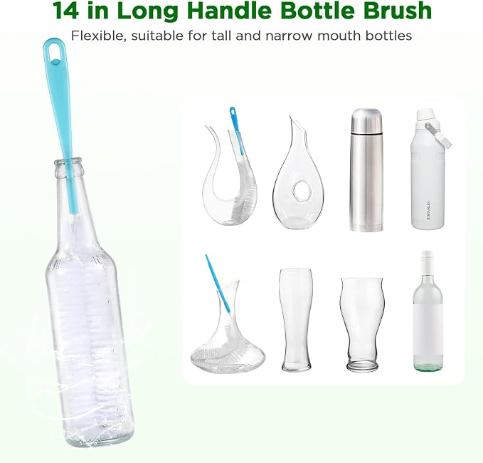 OUTXE 6 Pack Bottle Brush Set, 5-in-1 Water Bottle Cleaner Brush, 3 Straw Brush - Image 4