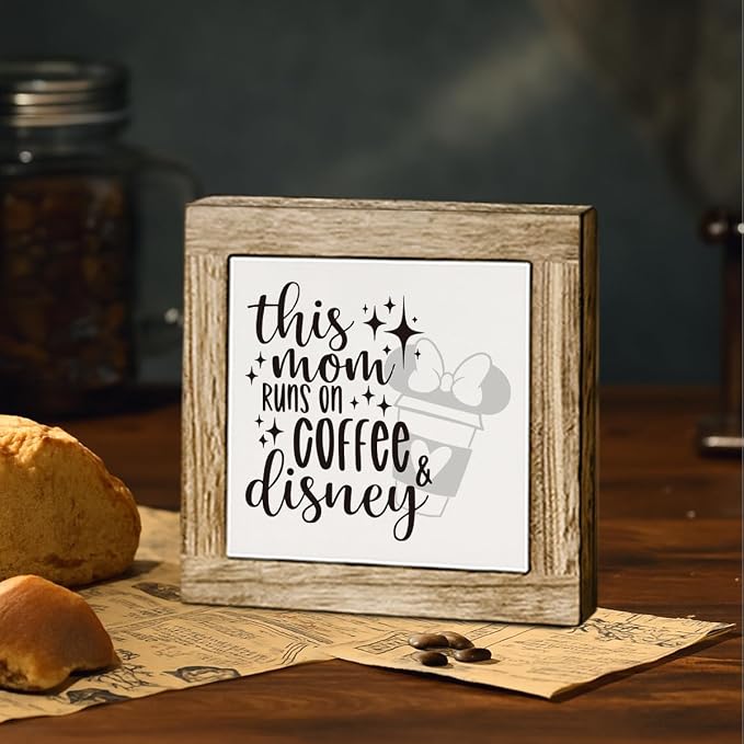 Coffee Bar Wooden Decor Sign, This Mom Runs on Coffee Sign, Farmhouse Cafe Signs - Image 4