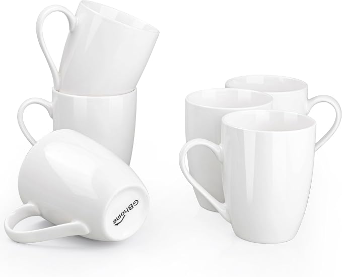 GBhome 12 oz Coffee Mugs Set of 6, Off White Mugs by GBhome