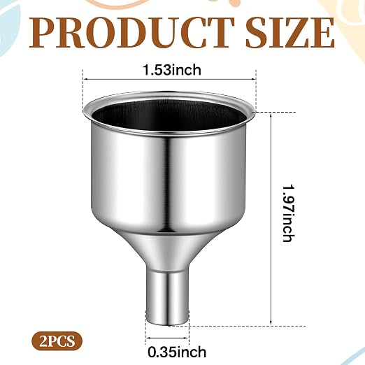 2 Pcs Stainless Steel Flasks Funnels 3/8" Small Kitchen Funnel Set Spout - Image 2