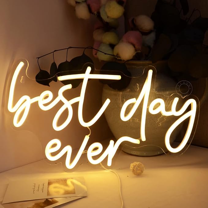 SYLHOME Best Day Ever LED Neon Light Up Sign USB Bedroom Living Room Bar Club - Image 4