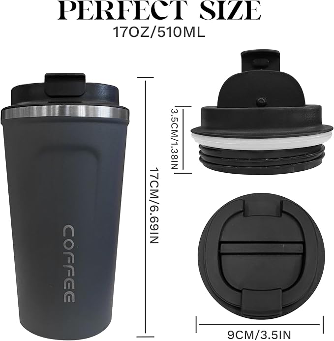 YINBAOGE Insulated Travel Coffee Mug, Spill & Leak Proof, Portable To Go - Image 4
