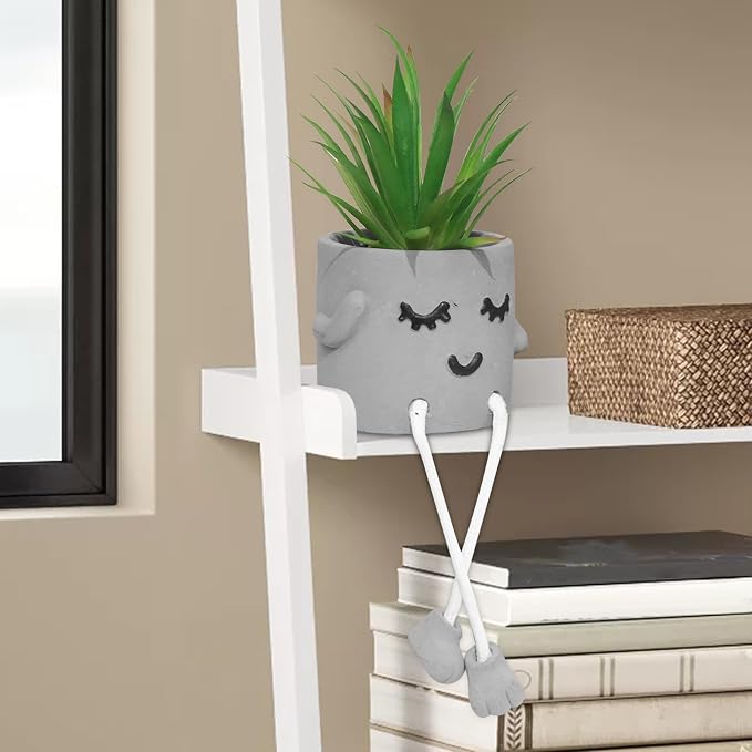 Zerzsy Small Artificial Plants in Cement Pots - Image 8