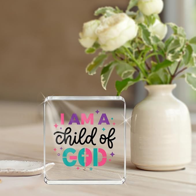 Christian Gifts for Women Desk Decor, Boho Inspirational Religious Acrylic Sign - Image 4