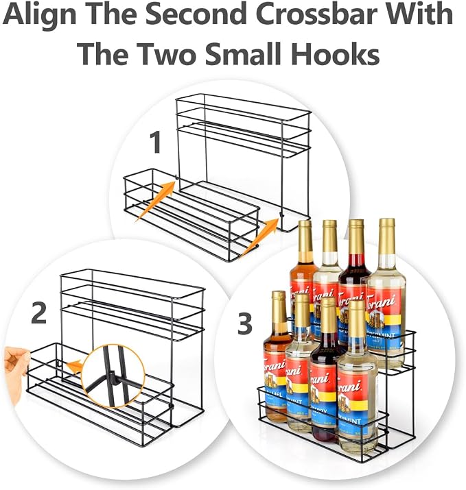 kimilus 8 Bottle Capacity Coffee Syrup Organizer 2 Tier Coffee Syrup Stand Shelf - Image 3