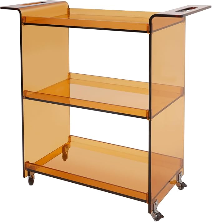 Acrylic Rolling Serving Cart, 3 Tier Clear Bar Cart, Acrylic Serving Storage by Unknown