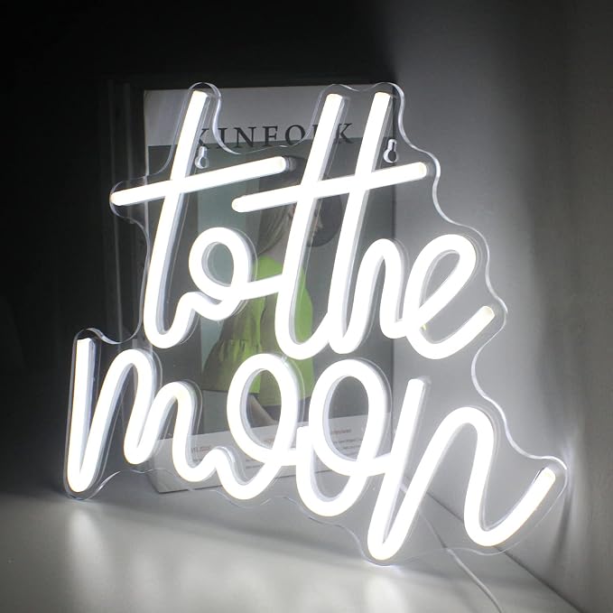 Looklight To The Moon Neon Sign Letters Led Signs White Neon Lights by LooklightNeonSign