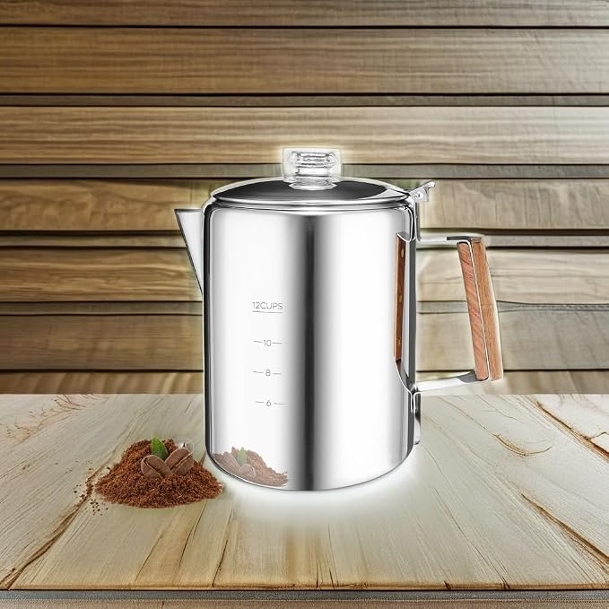 MEREZA Camping Percolator Coffee Pot 12 Cup Stove Top Coffee Percolator Non - Image 7