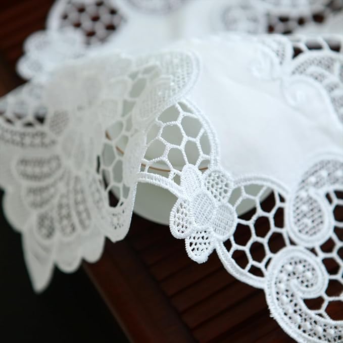 Small Square Lace Cover Cloth Macrame Lace Table Doilies Cutwork Embroidery - Image 3