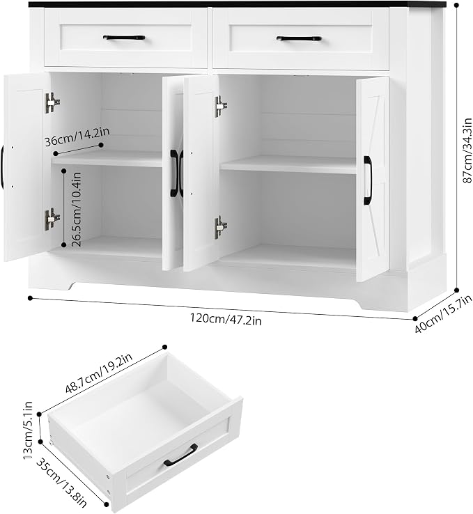 BOTLOG Farmhouse Sideboard Buffet Cabinet - Image 2