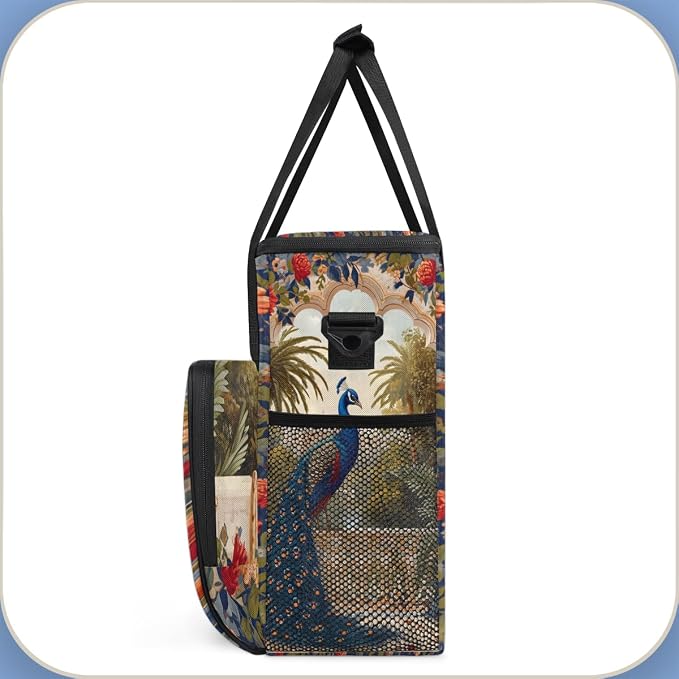 Peacock Vintage Coffee Maker Travel Bag, Portable Storage Tote Bag - Image 4