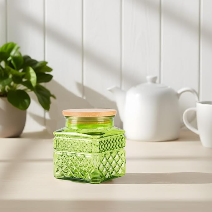 Glass Storage Jar Set of 2, Thick Glass Candy Jar - Image 2
