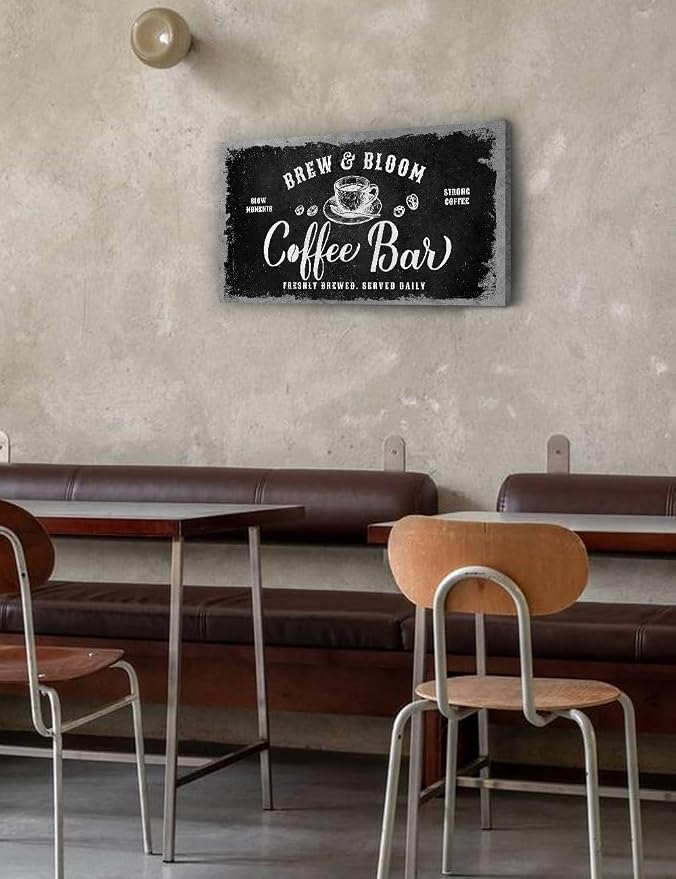 IPIC - Rustic Coffee Bar Sign Brew and Bloom, Canvas Print Wall Art - Image 3