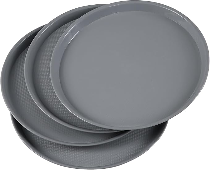 4 Pcs 13.6'' Restaurant Serving Trays, Plastic Non Slip Tray by Afromy