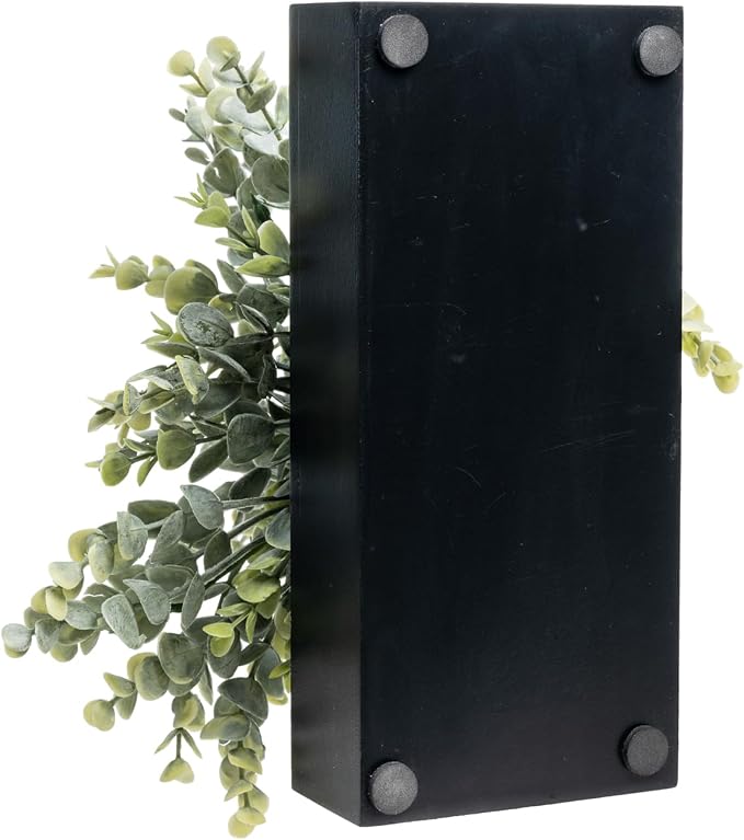 MyGift Artificial Eucalyptus Plant in Black Wood Decorative Planter Pot - Image 7