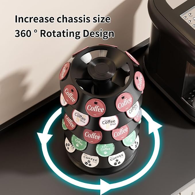 SAVORI 40 Capacity Rotating K-Cup Holder, 5-Tier Black Coffee Pod Carousel - Image 7