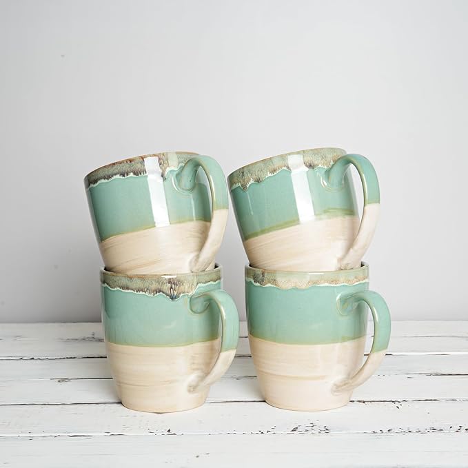Bosmarlin Ceramic Coffee Mug Set of 4, 17 Oz, 5 Colors to Choose, Tea Cups - Image 6