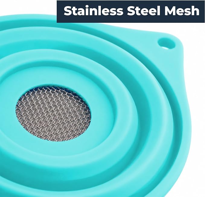 Vespara 2 pack Collapsible Fine Mesh Strainer, 4 Inch Silicone Funnel - Image 4