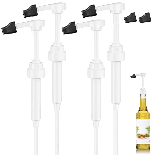 Coffee Syrup Pump for 750 ml Bottle – 4 Pack Syrup Dispenser Pumps Compatible by VELLUXE
