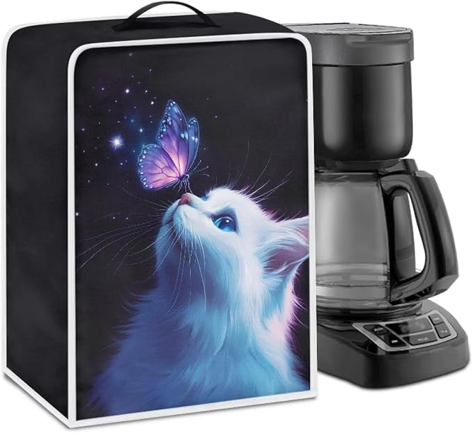 White Cat Butterfly Coffee Machine Covers Anti Dust Covers by Kathyboom
