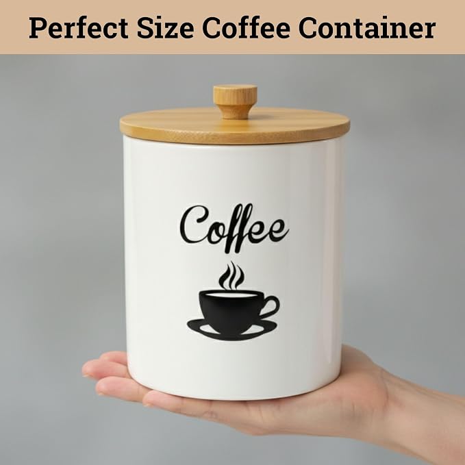 Ceramic Coffee Canister - 12 oz White Airtight Canister - 5 x 6 inch Coffee - Image 8