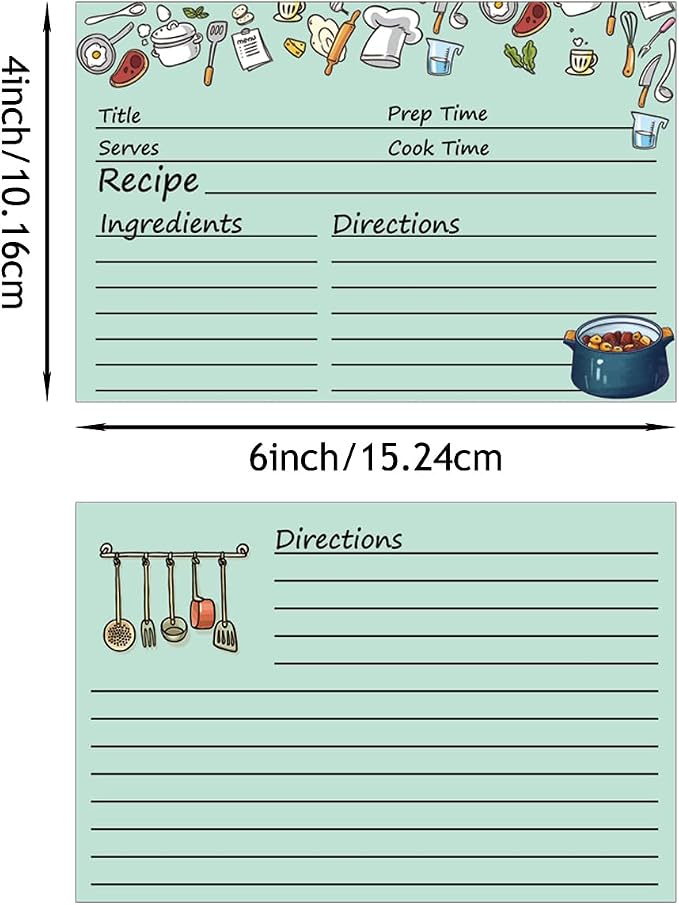 100Pcs Recipe Cards Double Sided Homey Kitchen Diaries 4x6inch Blank Cardstock - Image 2