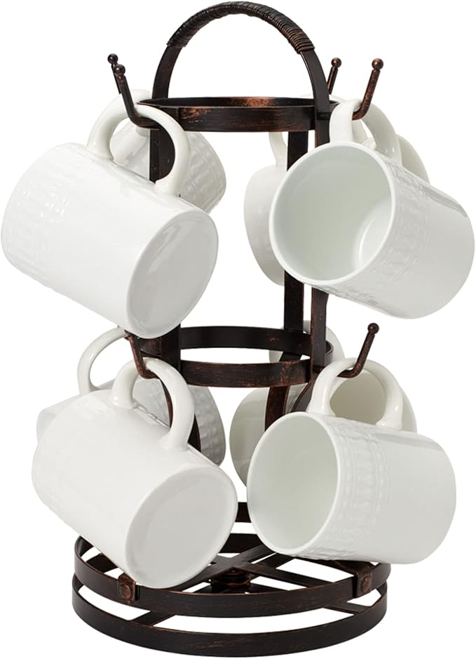 Gourmet Basics by Mikasa 5158729 Metal Rotating 8-Cup Mug Tree, Antique Black - Image 3