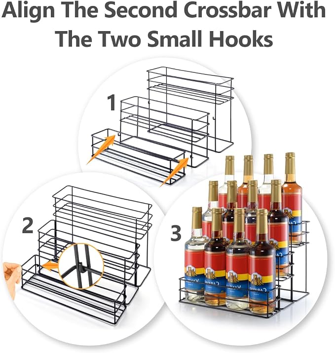 kimilus 12 Bottle Capacity Coffee Syrup Organizer 3 Tier Coffee Syrup Stand - Image 3