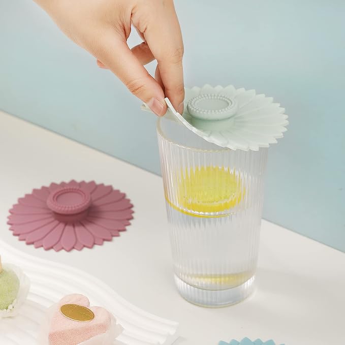 Sunflower Silicone Cup Covers ， Multicolored Silicone Lids - Image 4