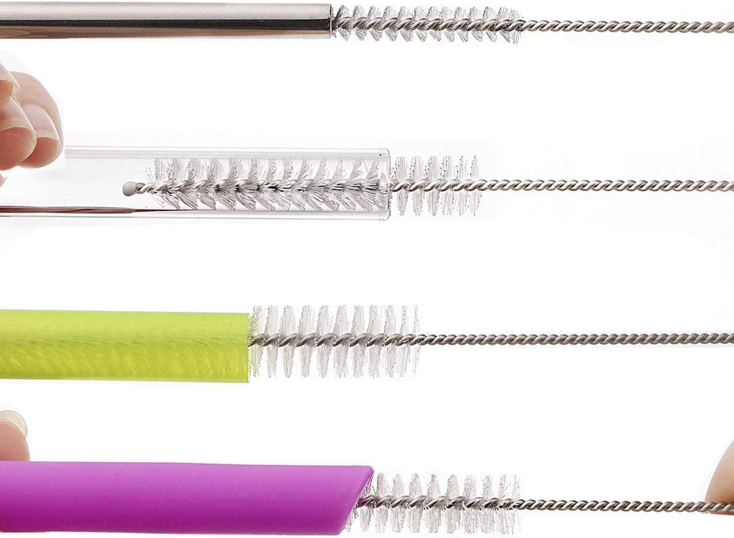 Long Straw Brush, Nylon Pipe Tube Cleaner 8-ihch 10 Different Diameters Set of 10