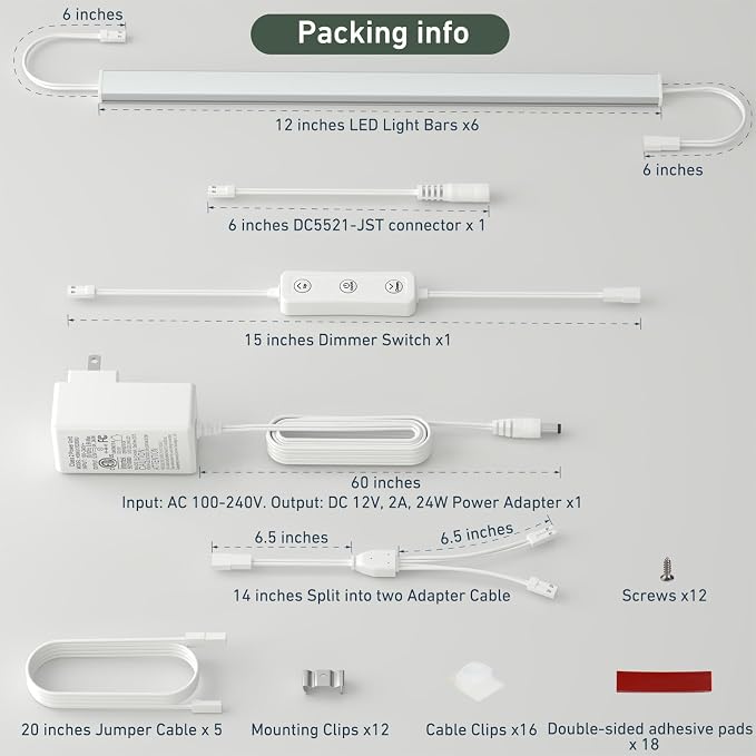 Under Cabinet Lighting Plug in. 6 PCS 12 Inch Likable Low Profile Bright Light - Image 2