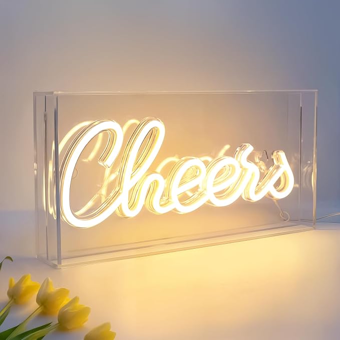 Cheers Neon Sign, USB LED Desk Lightbox Cheers Sign by HOSITARK