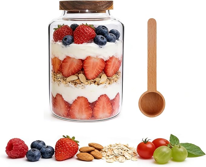 Glass Coffee Storage Jar with Lids Scoop Round Glass Coffee Ground Containers - Image 2