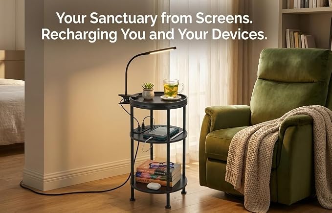 Small Round Side Table with Charging Station - Image 7