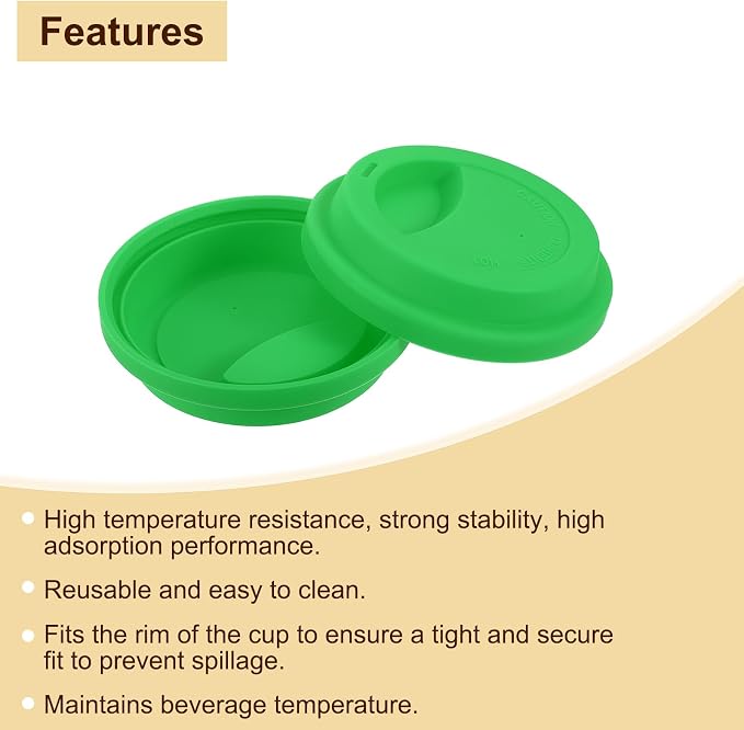 uxcell Silicone Cup Lids, Drinking Lid Reusable Sealed Mug Lid - Image 3