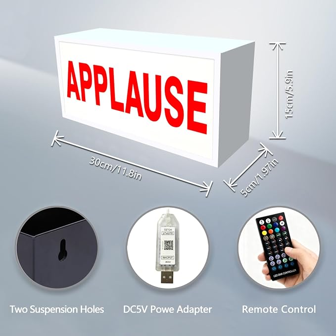 APPLAUSE Sign LED Retro Light Wall Mountable Pulsing Dimmable Light Illuminated - Image 3