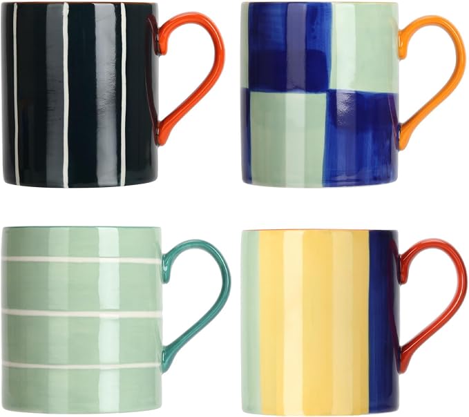 Koja 16 oz Premium Hand Painted Porcelain Ceramic Mug Set, Large Coffee & Tea by Koja