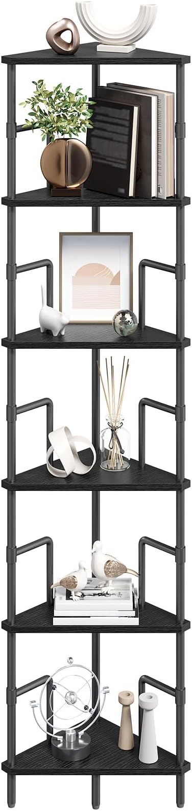 MAHANCRIS 65" Corner Shelf, 6-Tier Industrial Corner Bookshelf - Image 9