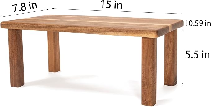Acacia Wooden Desktop Organizer Shelf Kitchen Cabinet and Counter Riser Display - Image 3