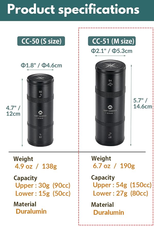 CAMPINGMOON 2-Layer Portable Coffee Bean Storage Canister Airtight Duralumin - Image 6