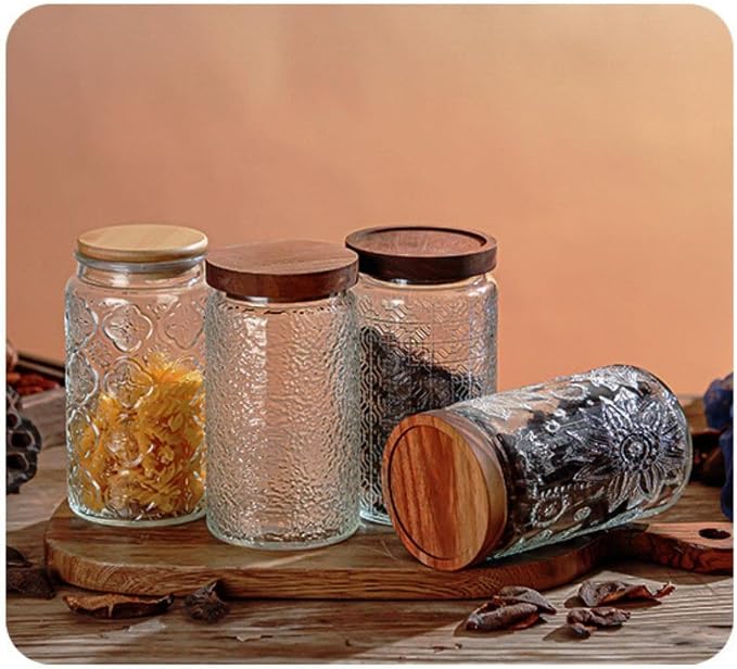 Glass Jar with Airtight Bamboo Lid, 35oz Vintage Glass Kitchen Storage Counter - Image 7